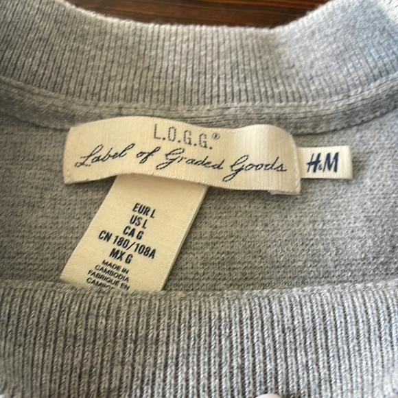 H&M logg men's grey colour block sweater size Large - Picture 7 of 8